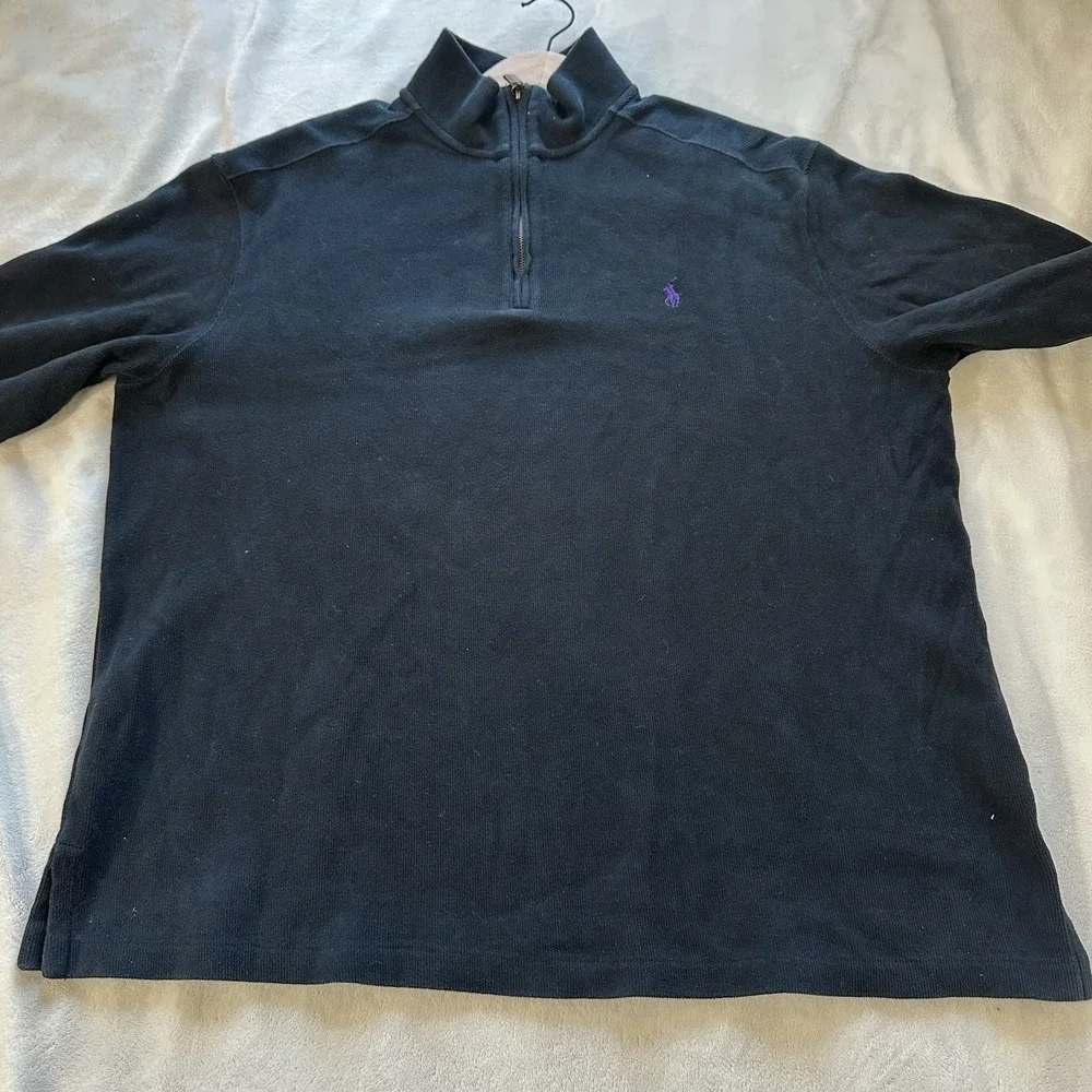 Polo Ralph Lauren Vintage 1/3 Zip Navy Sweater Sweatshirt Size 2XL